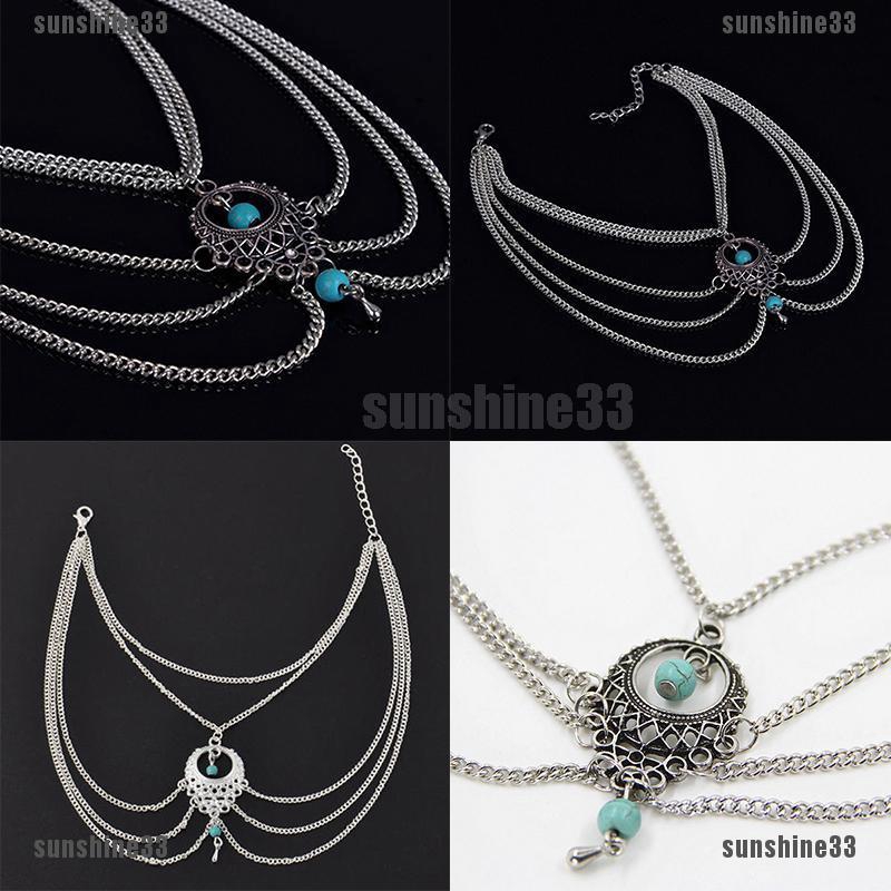 Vòng Chân Đính Đá Ngọc Lam Phong Cách Boho | BigBuy360 - bigbuy360.vn