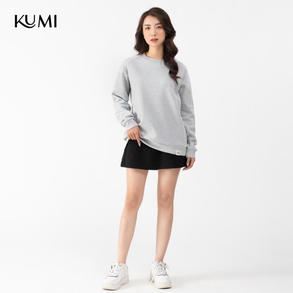 Áo Nỉ Nữ Dài Tay Có Túi Khóa Tay Chất Nỉ Bông Cao Cấp Kumi, Áo Nỉ Nữ Basic Thời Trang Trẻ Trung Năng Động - Ghi | BigBuy360 - bigbuy360.vn