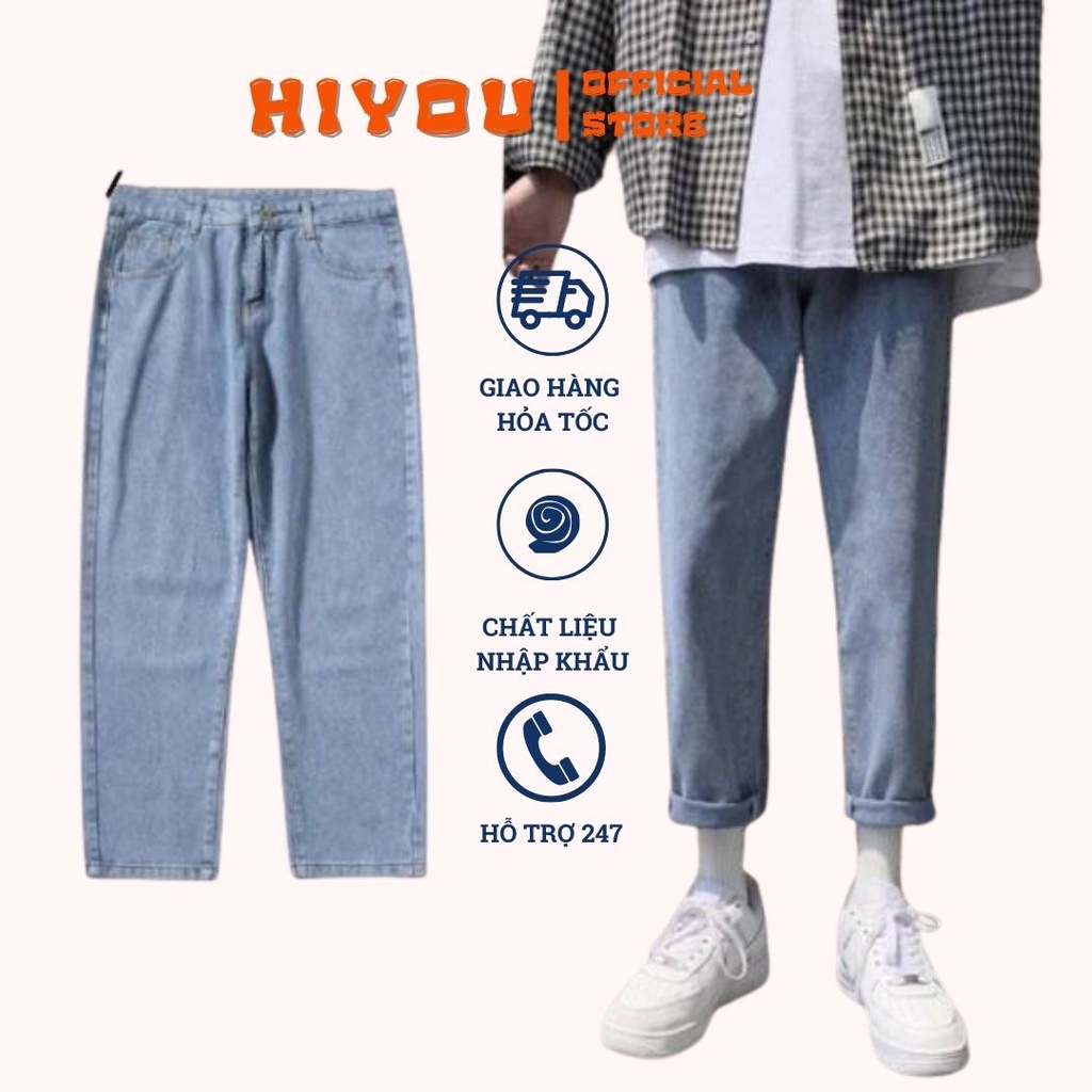 Quần jeans baggy nam nữ ống rộng màu xanh sky, style hàn quốc 2022 TR có big size