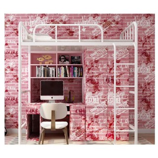 Decal 1m giấy dán tường khổ 60cm - nền gạch in chữ màu đỏ