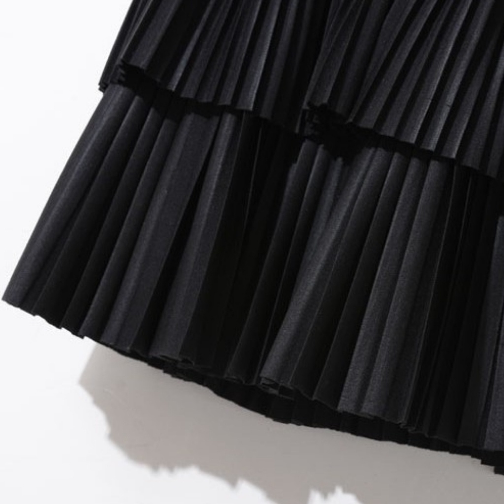 Chân váy ngắn xếp ly xòe 2 tầng màu đen , trắng lưng thun cạp cao có quần lót trong ôm eo thời trang DUMISA | BigBuy360 - bigbuy360.vn