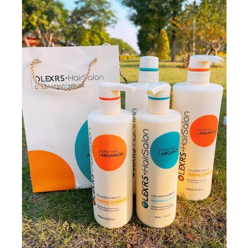 Cặp Dầu Gội Xả Olexrs Argan Oil Collagen Hair Salon 960ml Ủ Tóc Olexrs Argan Dầu Gội Olexrs Chuẩn Salon
