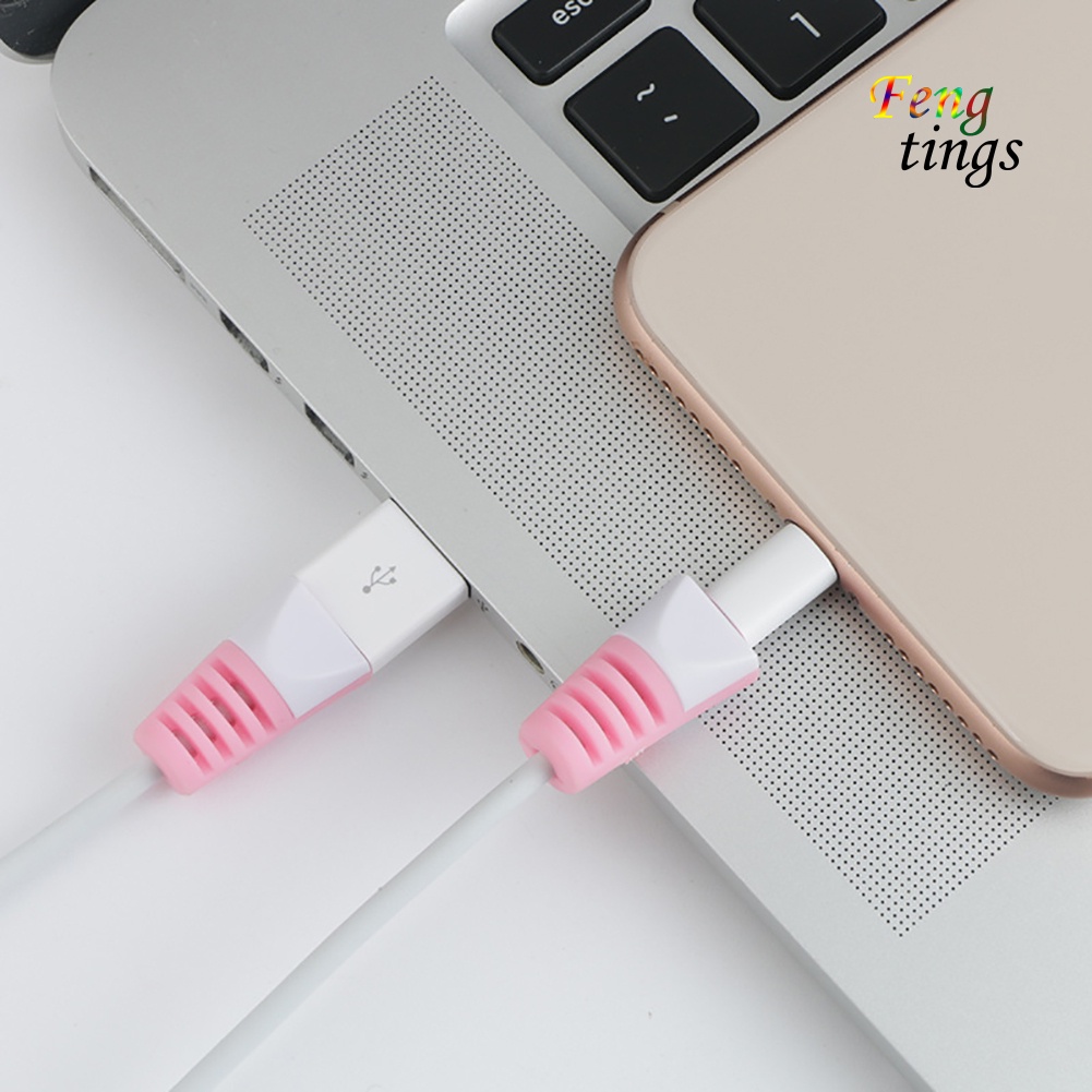 Set 2 Đầu Bọc Bảo Vệ Dây Cáp Sạc Bằng Silicon Chống Đứt Tiện Dụng Ốp