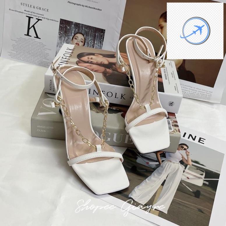 🤶 Sandal dây mảnh phối dây xích nhỏ gót 7 phân (hàng đẹp) 🤶