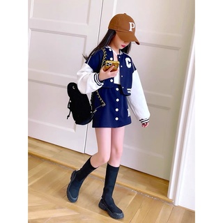 Set váy bóng chày chữ C bé gái