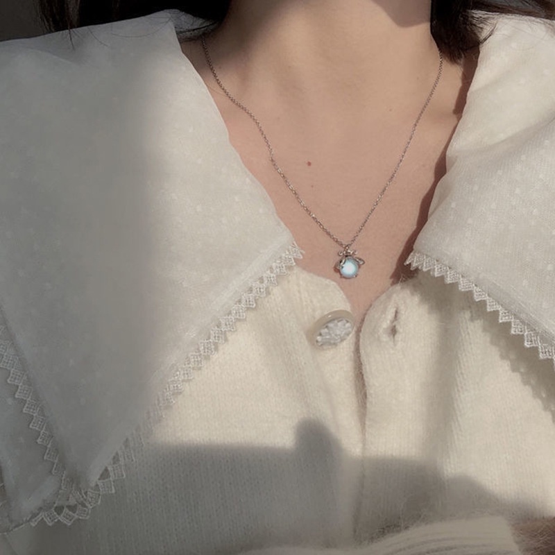 Mới Vòng cổ Mặt Hình Trái Tim Đính Đá Mặt Trăng Phong Cách Hàn Quốc Cho Nữ