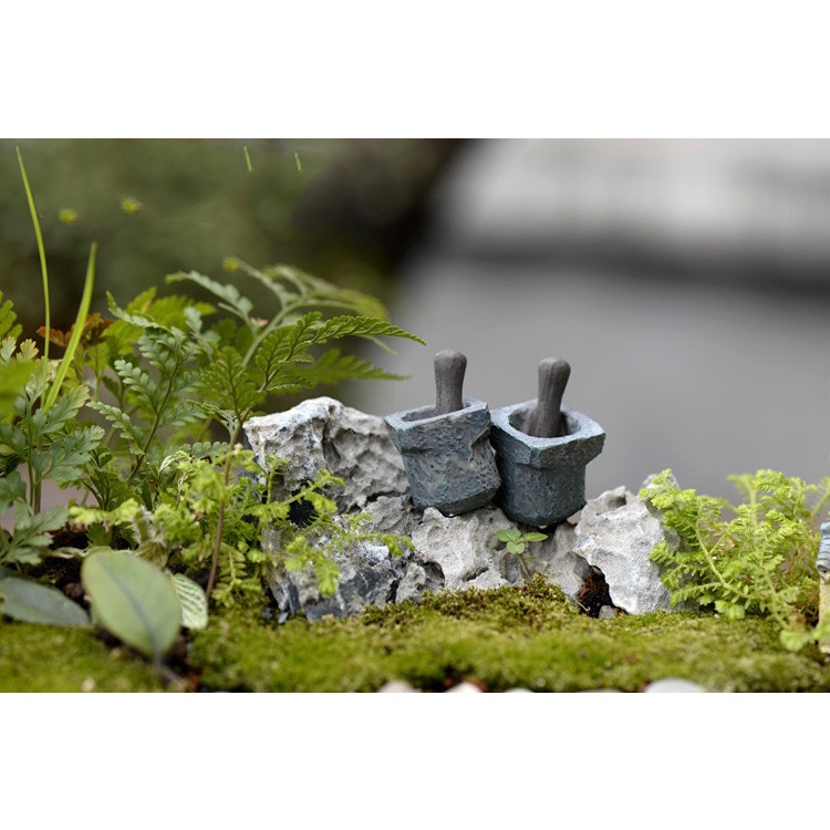 Chinese Style Pounding Pot Houses Kitchen Toy Micro Landscape Decor DIY Accessories