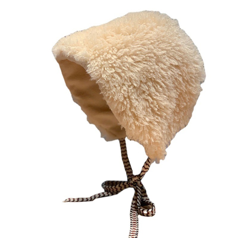 Mũ beanie Dày Buộc Dây Màu Sắc Trơn Thời Trang