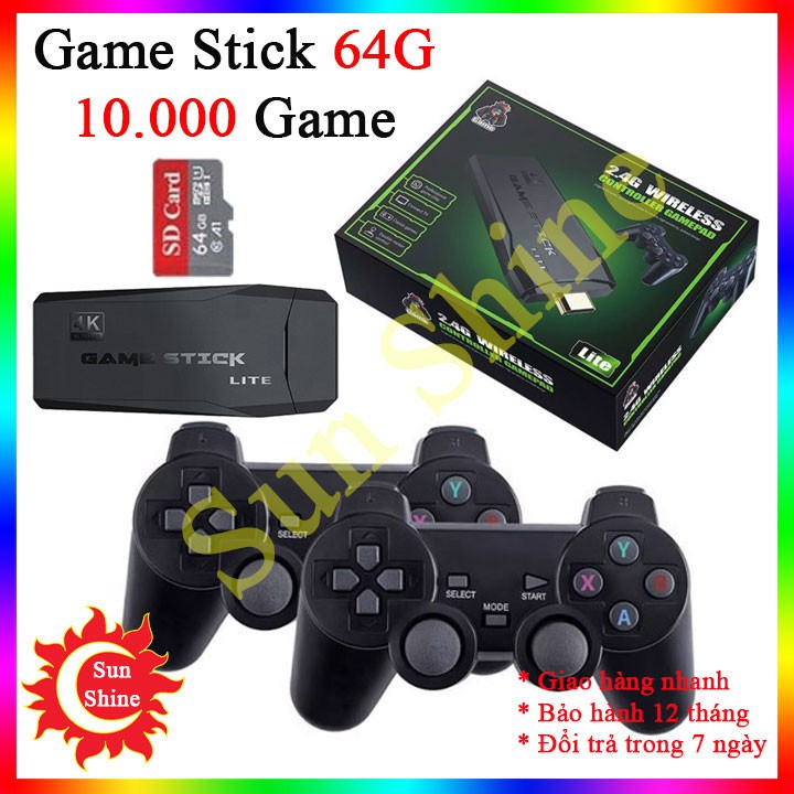 Game Stick 4K HDMI -  Máy chơi game 4 nút tay cầm không dây Ps3000. Ps10000, Đá Bóng PES, FiFA