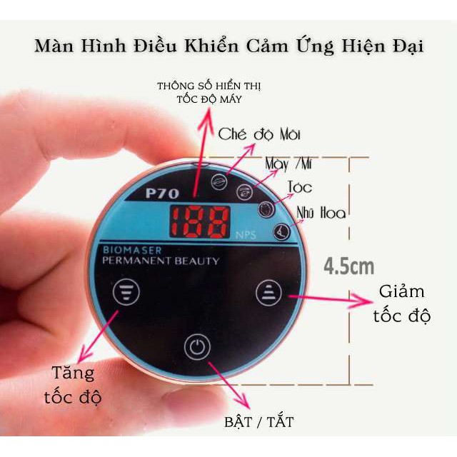 Máy kỹ thuật số Biomaser P-70 thế hệ mới, máy phun xăm Bio Master cao cấp, máy Hairstrocke mới nhất