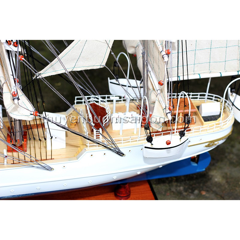Thuyền gỗ trang trí Christian Radich dài 97cm gỗ tự nhiên, mô hình thuyền buồm phong thủy