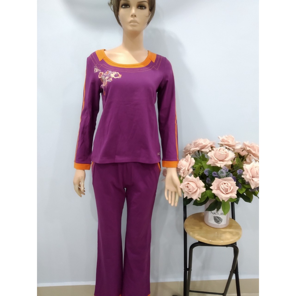 Bộ Cotton Winny cao cấp áo dài, quần dài AW 3605
