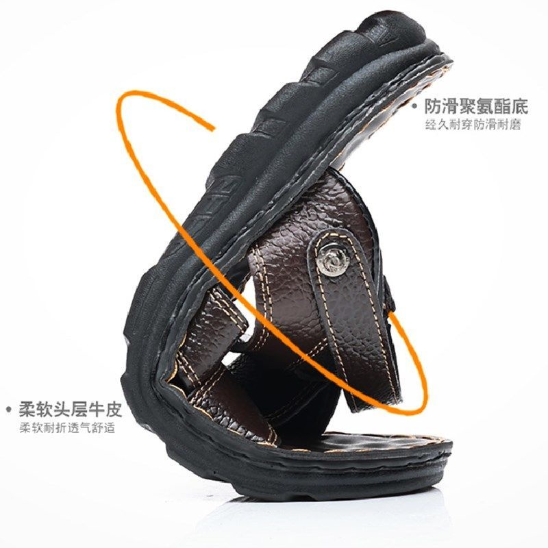 Giày Sandal Da Bò Thật Thời Trang Mùa Hè Cho Nam Trung Niên