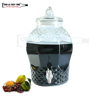 Bình ngâm rượu thủy tinh 8833 - 10 lít có van và không van