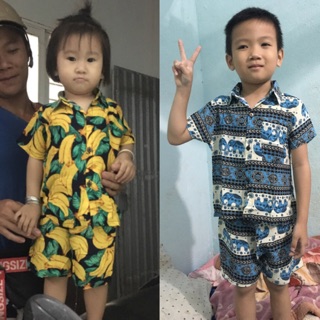 Bộ lanh thổ cẩm trái cây mùa hè cho bé trai bé gái