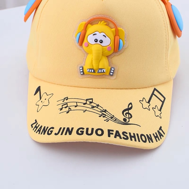 Mũ lưỡi trai cho bé trai bé gái thêu voi nghe nhạc dễ thương , phù hợp 5 tháng - 4 tuổi