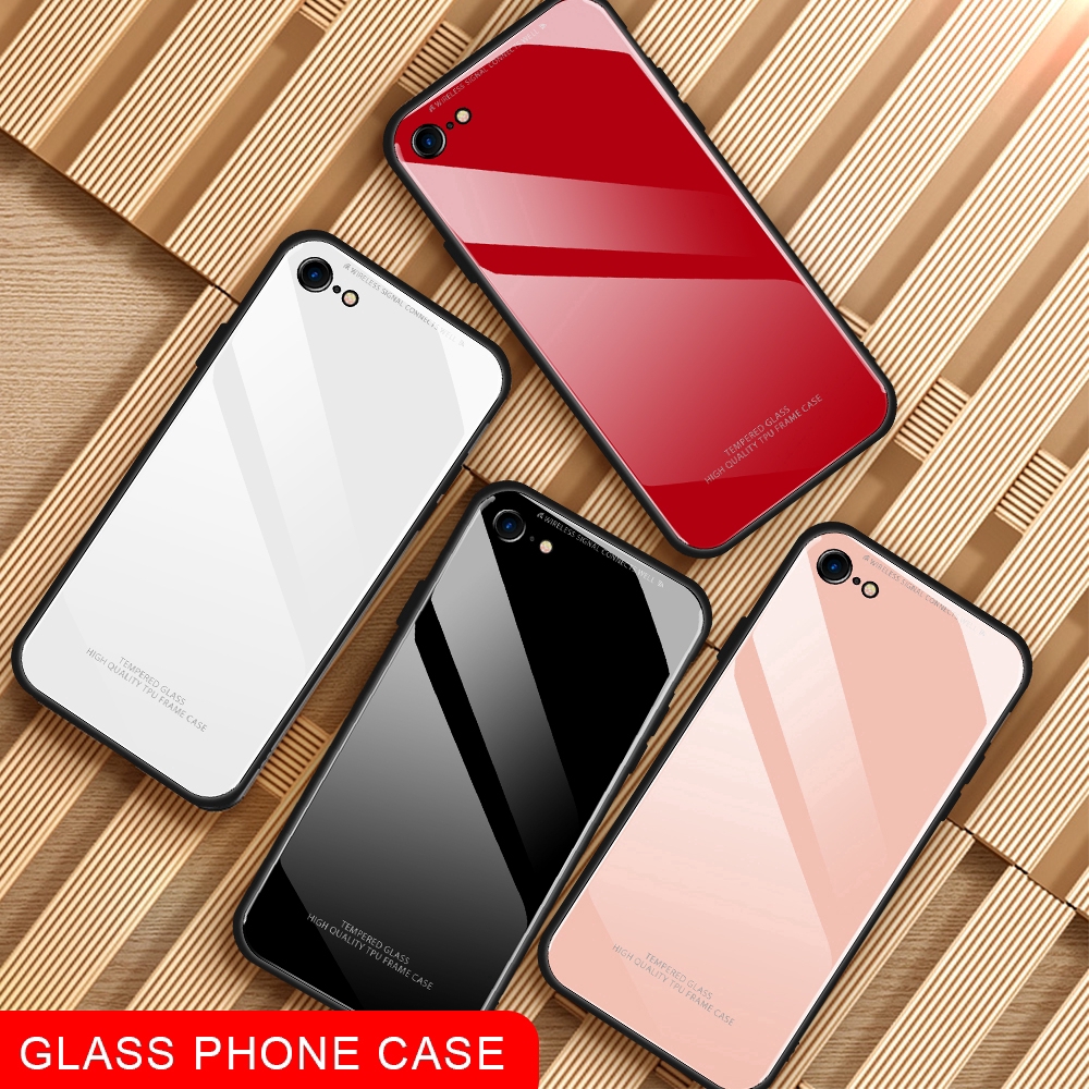 Ốp điện thoại kính cường lực viền silicon cao cấp dành cho iPhone X XS Max XR 7 8 6 6S Plus
