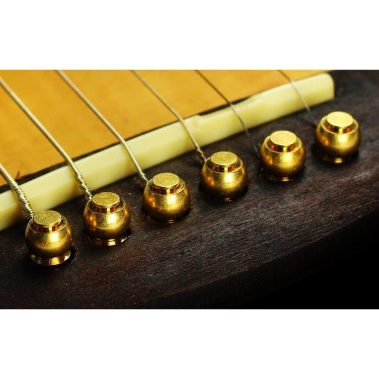 Bộ 6 chốt gài dây đàn Guitar bằng đồng 100% | Vàng Đồng, Gỗ Mun, Bạc | 1 bộ = 6 chốt