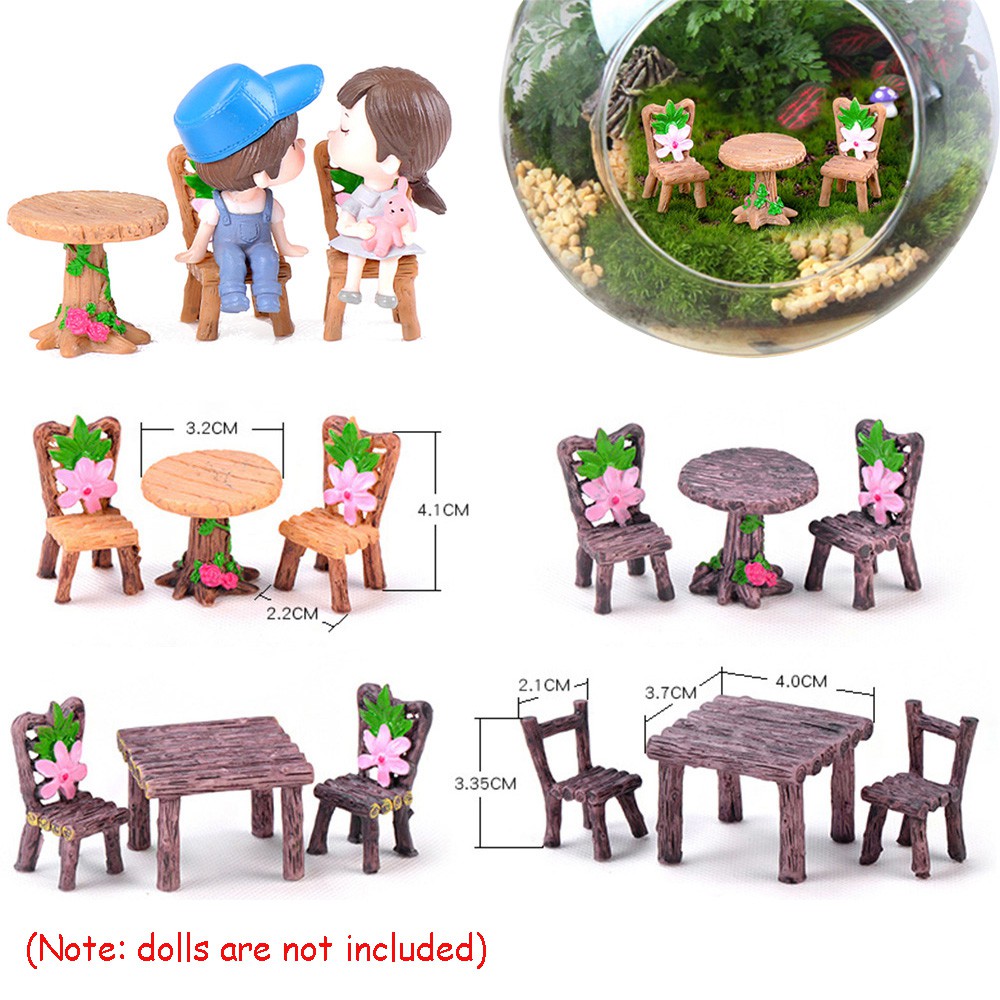 Set 3 mô hình bàn ghế mini thu nhỏ trang trí đáng yêu