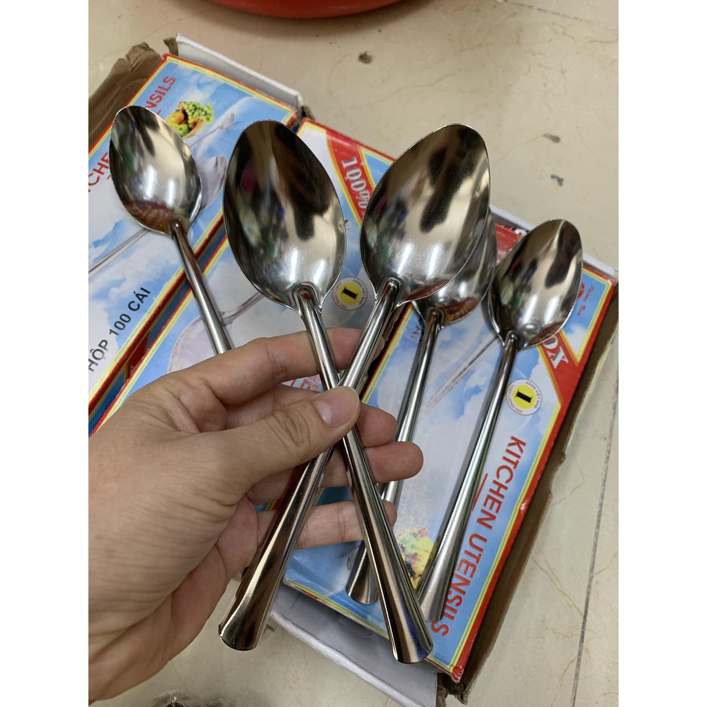 Set 5 thìa súp inox trơn đầu nhọn - thìa phở inox