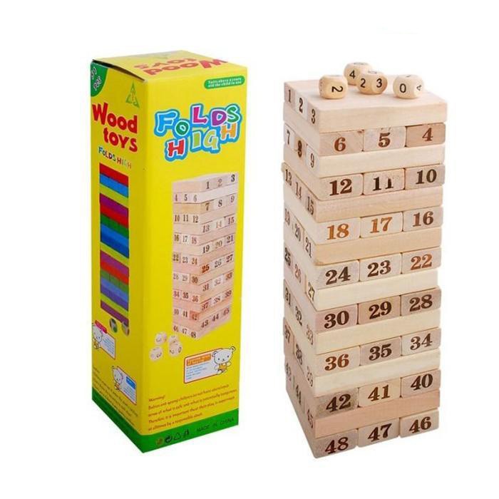 Bộ đồ chơi rút gỗ, trò chơi rút gỗ Wood Toys, game rút gỗ kèm 4 xúc xắc chất liệu cao cấp