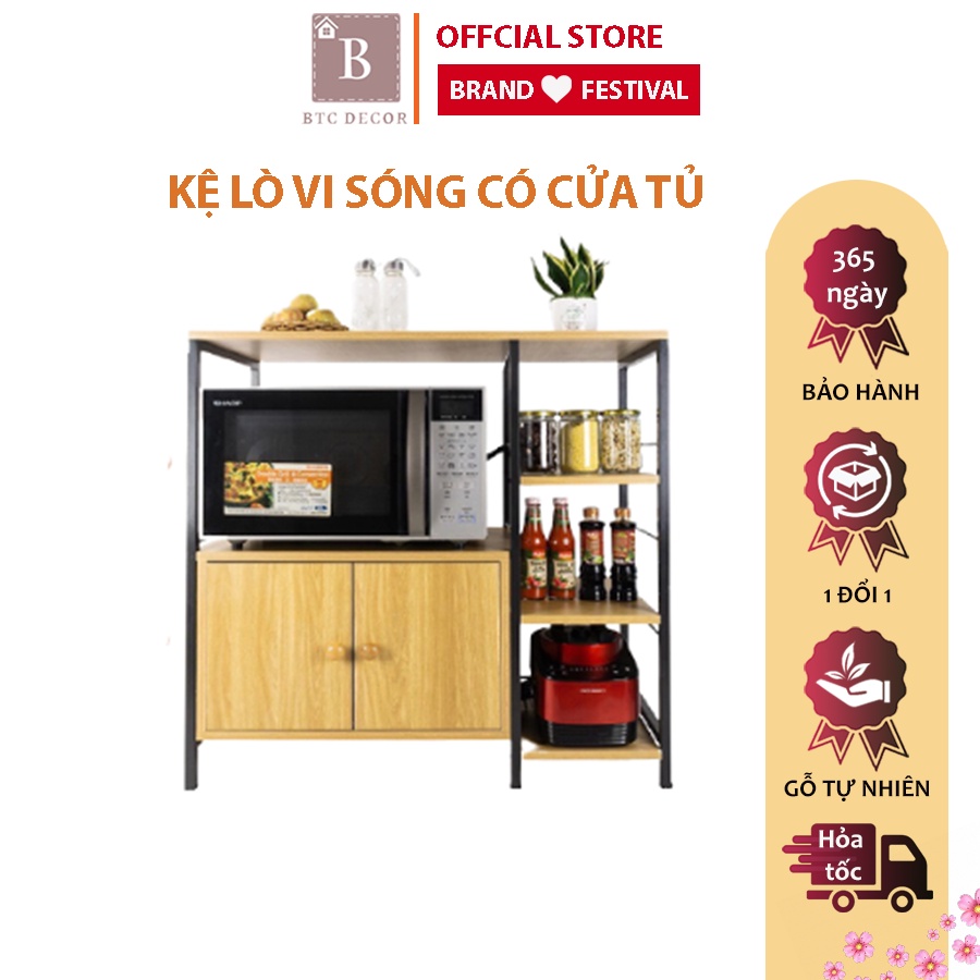 Kệ Lò Vi Sóng Nhiều Ngăn BTC DECOR - Chống Mối Mọt, Khung Sắt Sơn Tĩnh Điện - Kệ Lò Vi Sóng - Bảo Hành 1 Năm