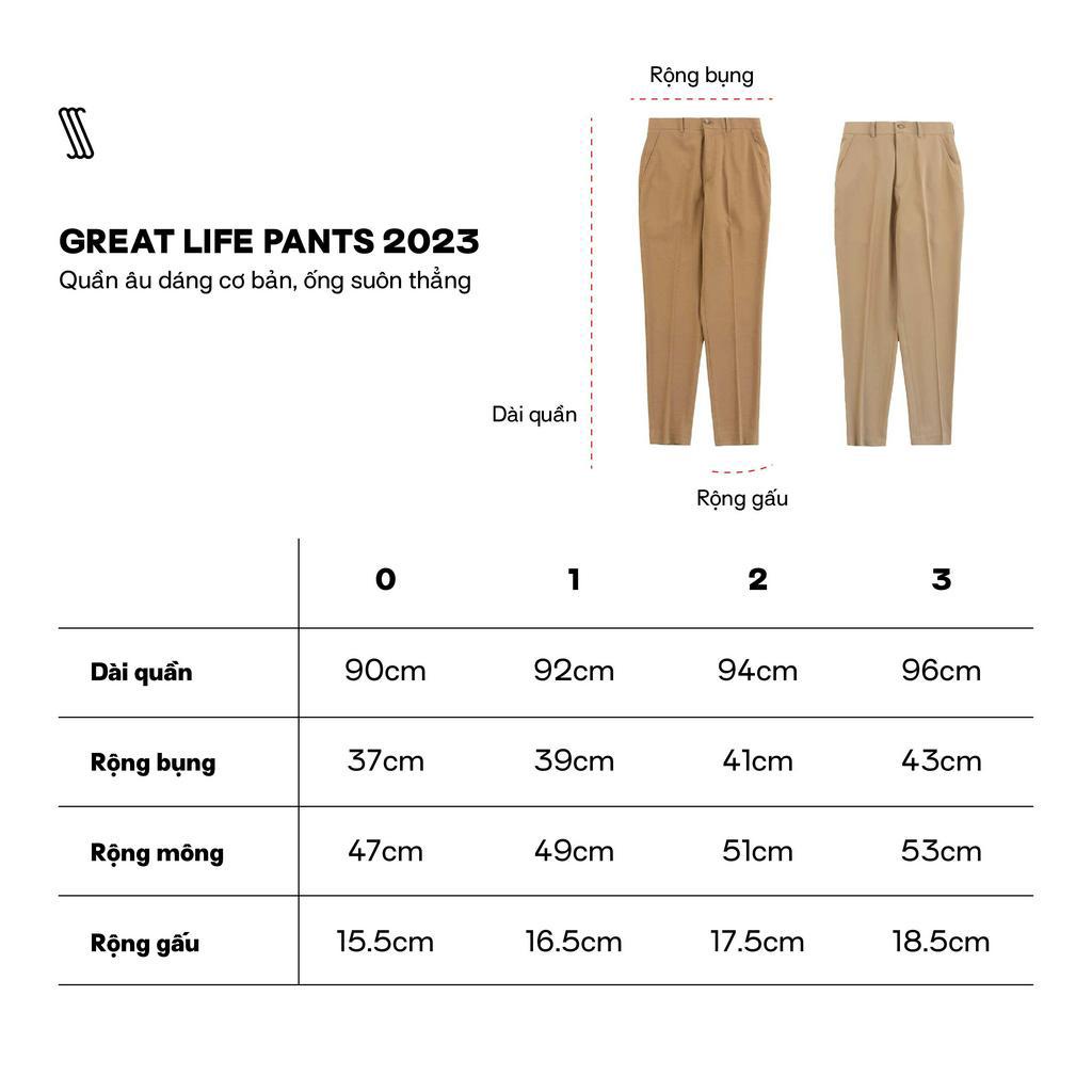 Quần âu ống đứng nam SSSTUTTER trơn đi học dáng hàn quốc co giãn có cải tiến Great Life Pants 2023