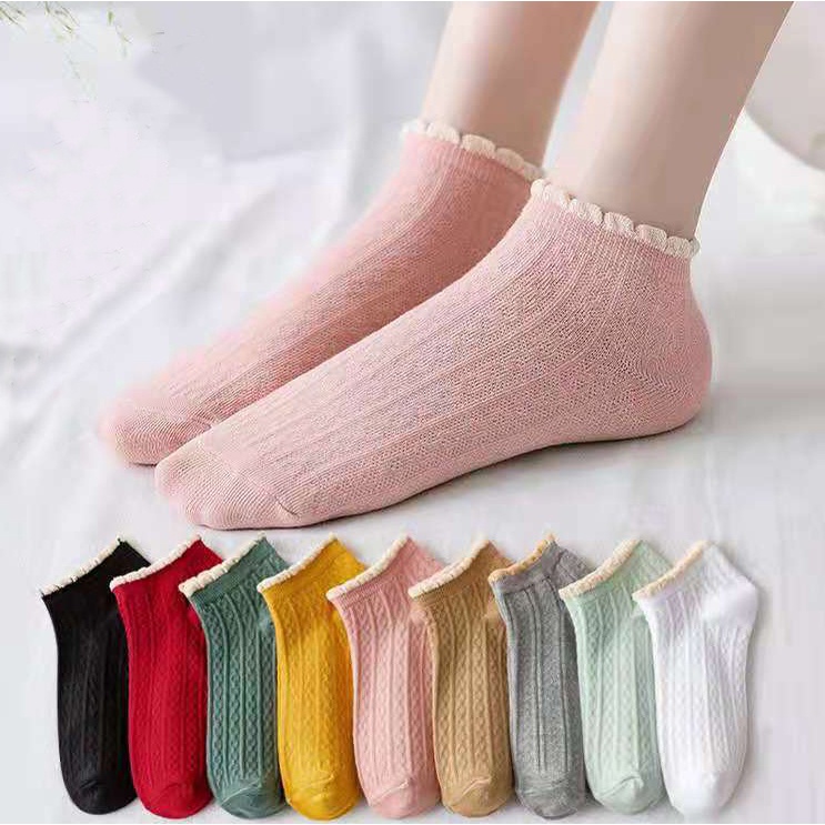 Set 5 đôi Tất nữ cổ ngắn họa tiết cute dễ thương phong cách hàn quốc chống trơn trượt 4021