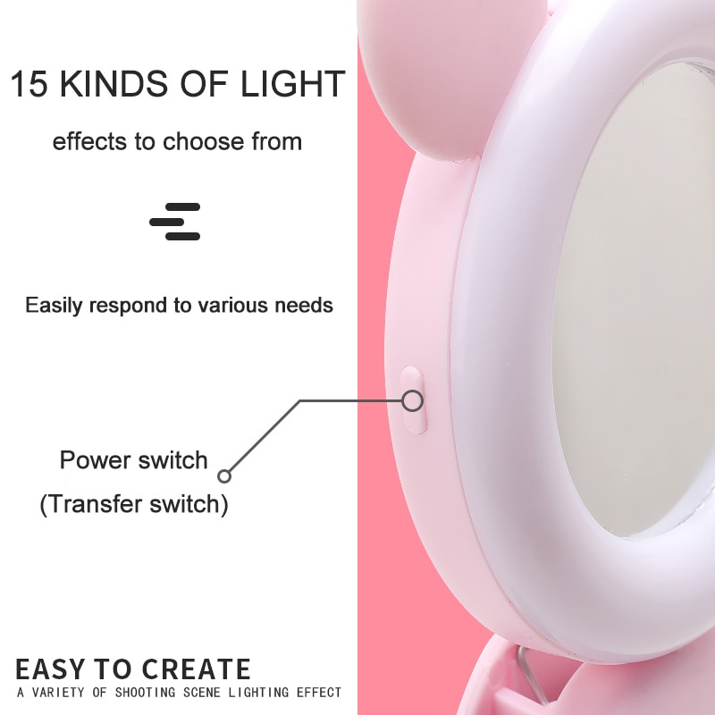 Vòng Đèn Led Rgb Mini Sạc Usb Có Gương Trang Điểm Cho Điện Thoại Di Động