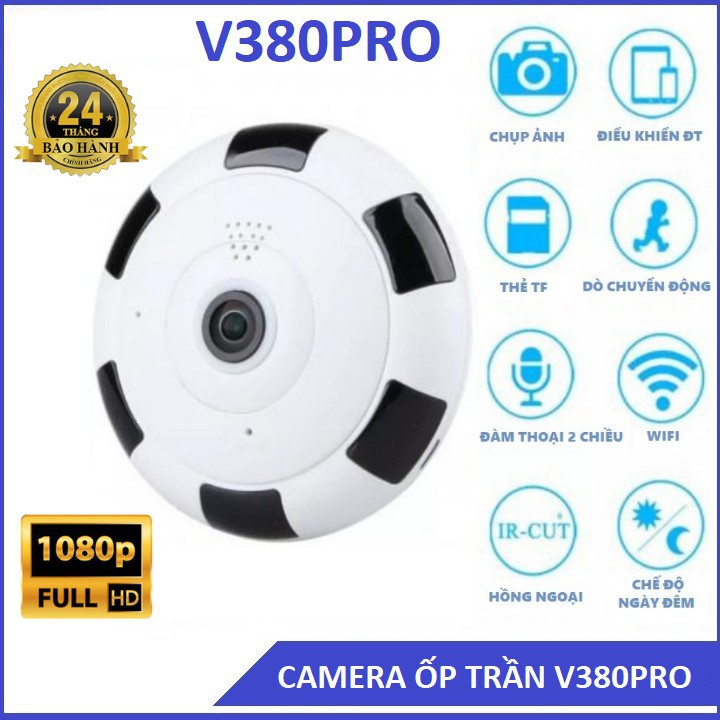 Camera ip wifi v380 ốp trần 1080 FULL HD