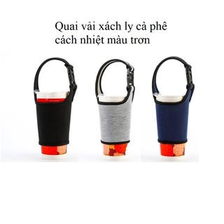 Quai Vải Xách Ly Trà Sữa Cà Phê Cách Nhiệt Màu Trơn