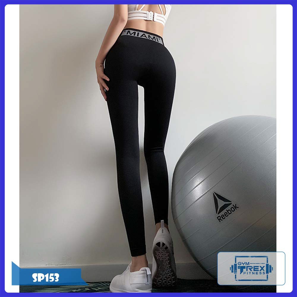 Quần gym nữ cạp cao MIAMI thun siêu mịn SP153, Quần legging nữ yoga nâng mông gen bụng - Gym Trex