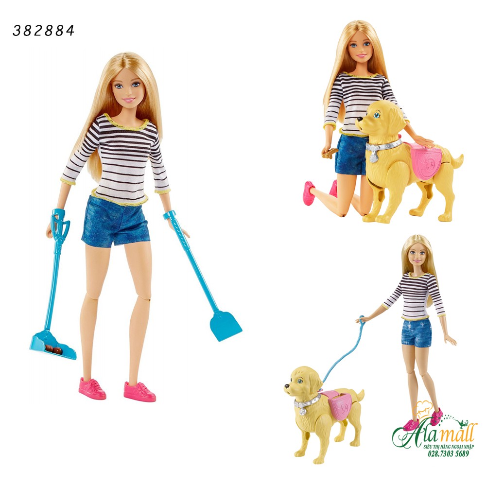 Búp Bê Barbie & Chú Chó Đi Dạo