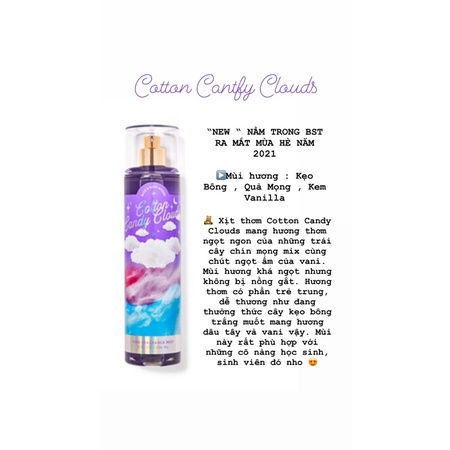 Xịt Thơm Cơ Thể Bath&BodyWorks “Cotton Candy Clouds”