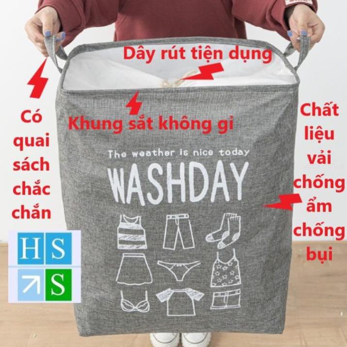 TÚI ĐỰNG CHĂN đa năng Washday vải vintage cỡ lớn đựng chăn mền drap quần áo giỏ đựng có quai xách chống ẩm chống bụi