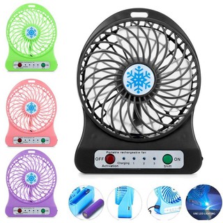 Quạt Mini Cầm Tay LED Air Cool USB Quạt Sạc 3 Tốc Độ Với Pin