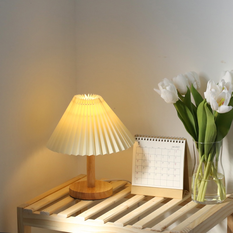 Đèn Ngủ Để Bàn Thân Gỗ BELLEVIE Đèn Bóng Led Phong Cách Vintage DN1