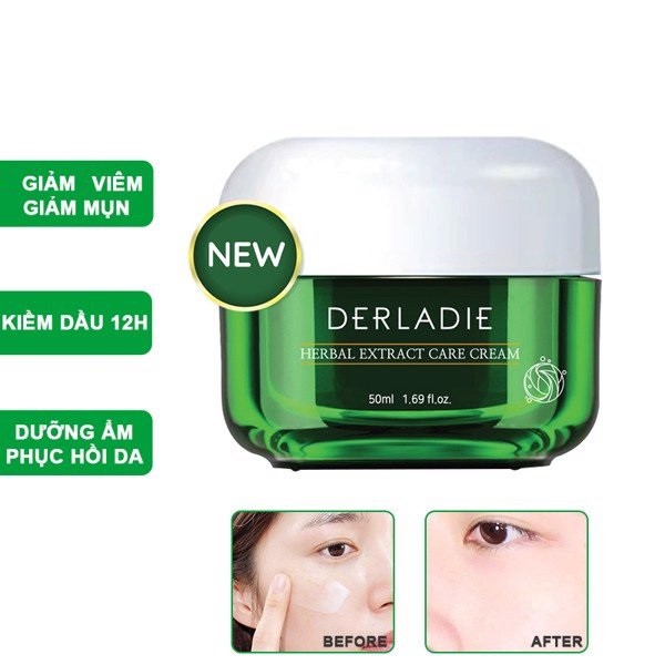 Kem Dưỡng Tràm Trà Giảm Mụn Kiềm Dầu 12 Giờ DERLADIE Herbal Extract Care Cream 50ml