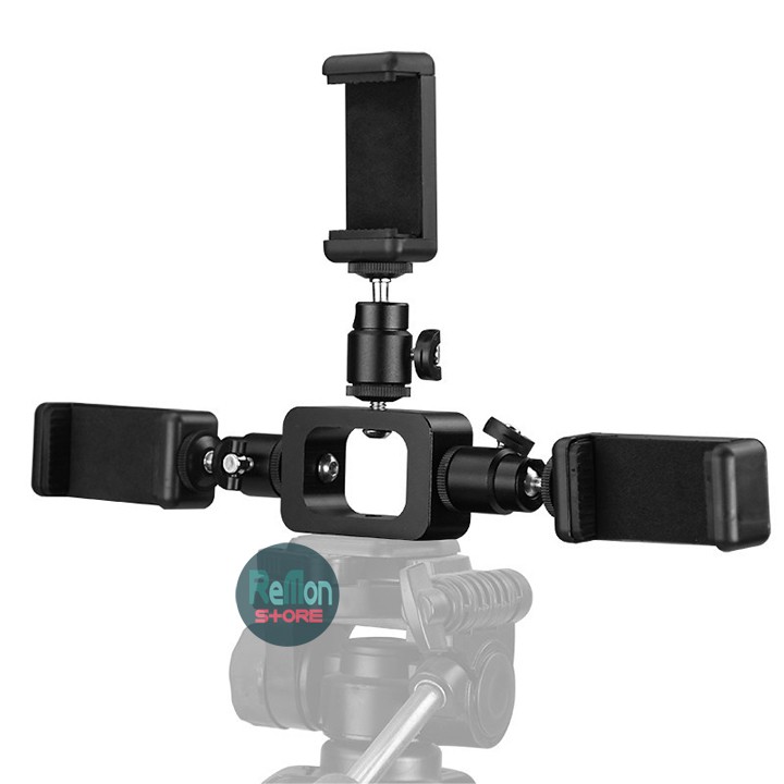 Khung kẹp giá đỡ điện thoại ipad gắn đèn livestream led ring và chân máy tripod gậy selfie chụp ảnh