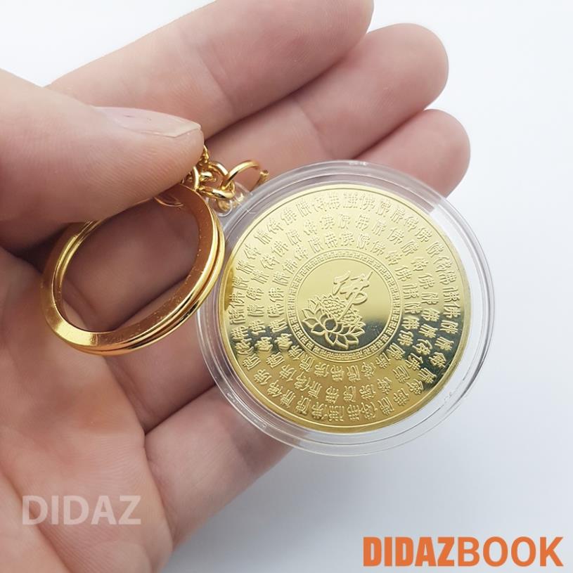 Móc Treo Chìa Khóa xe máy, ô tô, xe hơi Đồng Xu Đức Phật Thích Ca Mâu Đài Sen, cầu bình an quà tặng ý nghĩa