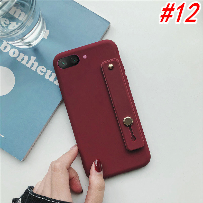 Samsung A02 A02s A12 A21s M31 M30s M21 M20 A01 J8 J7 J5 J3 J2 A9 A8 A7 Prime Plus Pro 2018 Solid Color Soft TPU Stand Case Jelly Phone Cover+Wristband