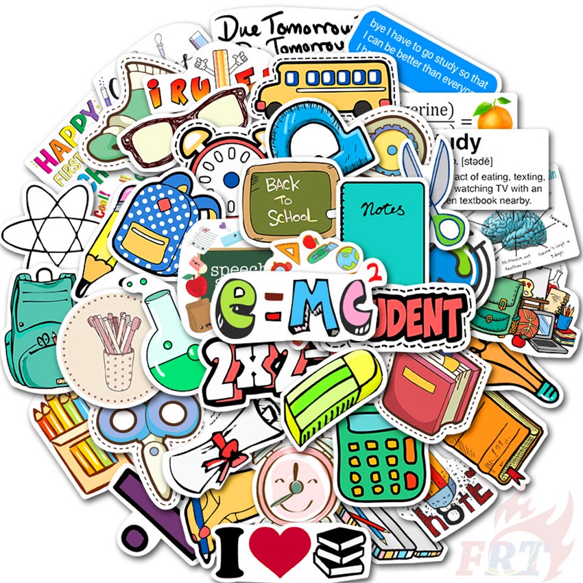 ❉ Back To School . Happy Study Series 01 Stickers ❉ 50Pcs/Set Waterproof DIY Fashion Decals Doodle Stickers