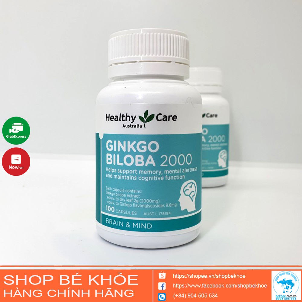 Bổ não Ginkgo biloba 2000mg Healthy Care 100v - Úc