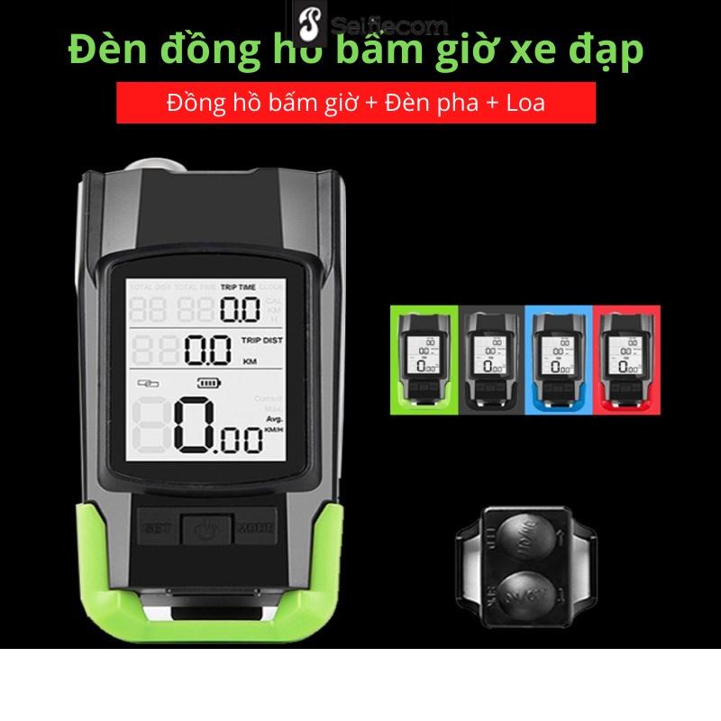 Đèn xe đạp 3 trong 1 BIKE COMPUTER phụ kiện hỗ trợ đa năng (Tặng kèm pin + dây sạc)