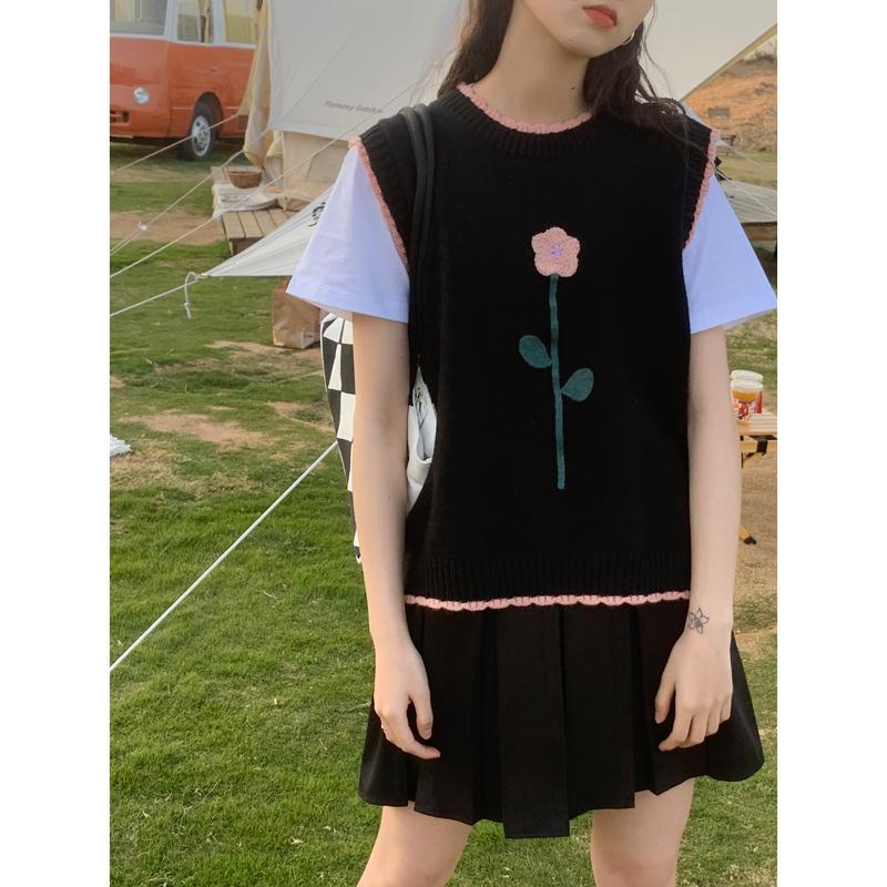 Áo Vest Dệt Kim Thêu Hoa Thời Trang Mùa Xuân Mới Cho Nữ