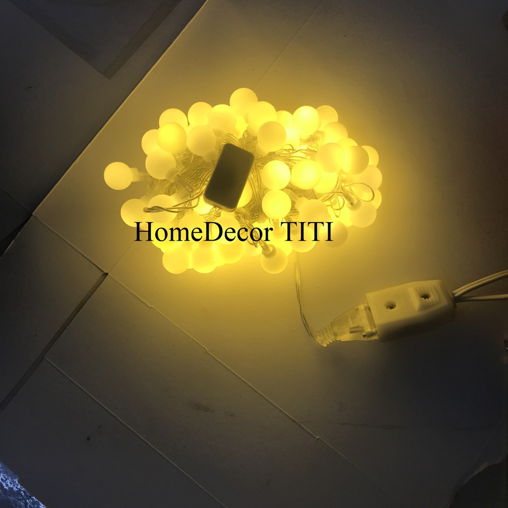 Dây đèn led bi tròn bóng nhỏ 1cm  dùng điện trang trí phòng ngủ cực xinh