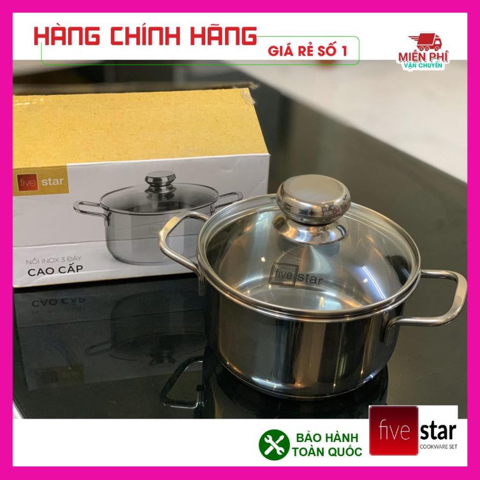 NỒI INOX FIVESTAR ĐÁY TỪ CAO CẤP 16cm, 24cm NỒI INOX BẾP TỪ FIVESTAR, 3 ĐÁY CAO CẤP, BẢO HÀNH 5 NĂM