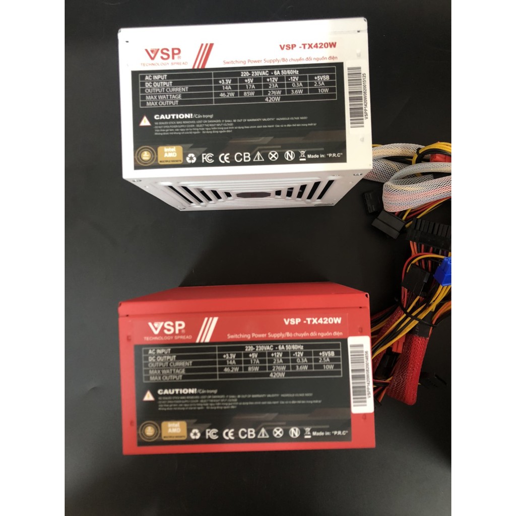 [NGUỒN CÔNG SUẤT THỰC]- Nguồn VSP ATX420W hiệu suất cao phiên bản màu đỏ hồng - trắng- đen- BẢO HÀNH 36 THÁNG