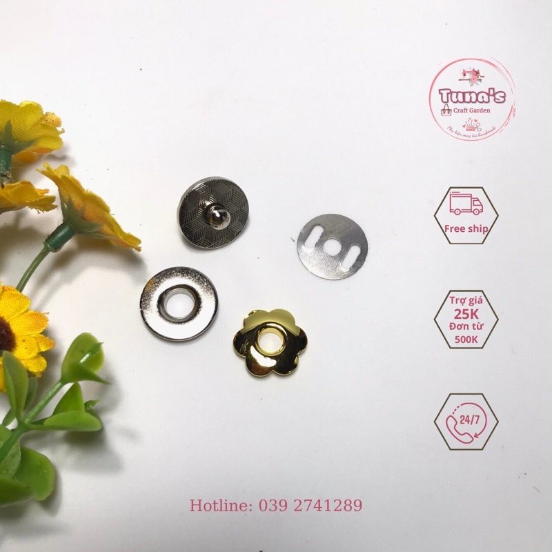 Cúc nam châm hoa mai đóng nắp túi, sổ sách handmade