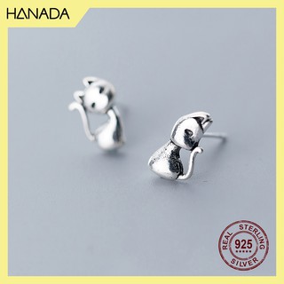 Bông tai bạc 925 hanada mèo điệu